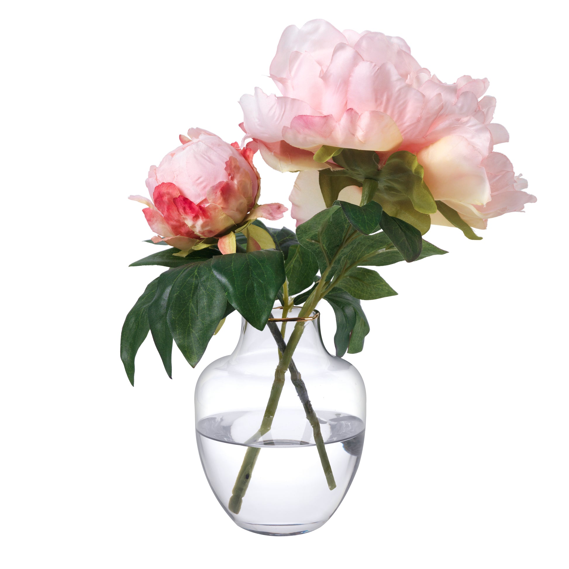 Peonies in Glass Bud Vase- Diane James Home | Faux Floral Couture Handmade In The USA
