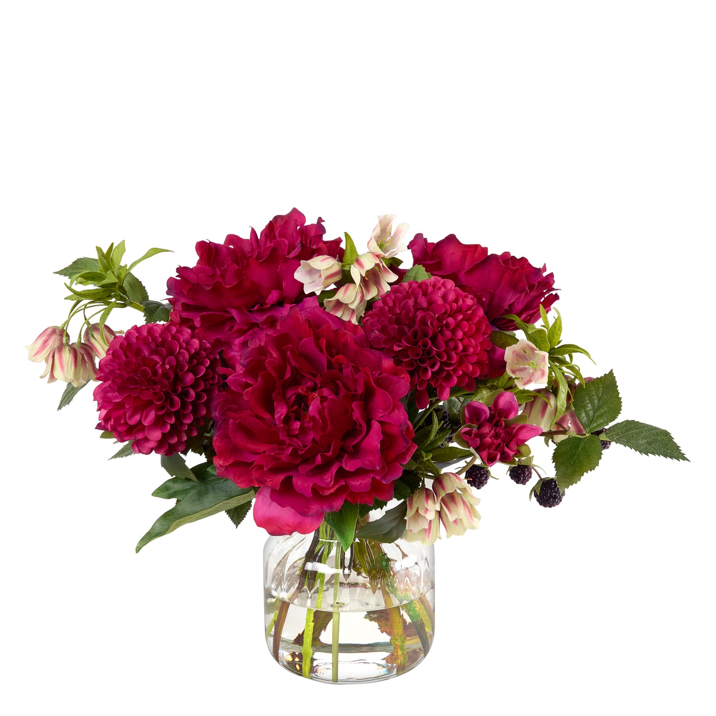 Peony and Dahlia Bouquet in Glass Vase - Diane James Home | Faux Floral Couture Handmade In The USA