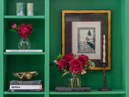 Peony and Dahlia Bouquet in Glass Vase - Diane James Home | Faux Floral Couture Handmade In The USA