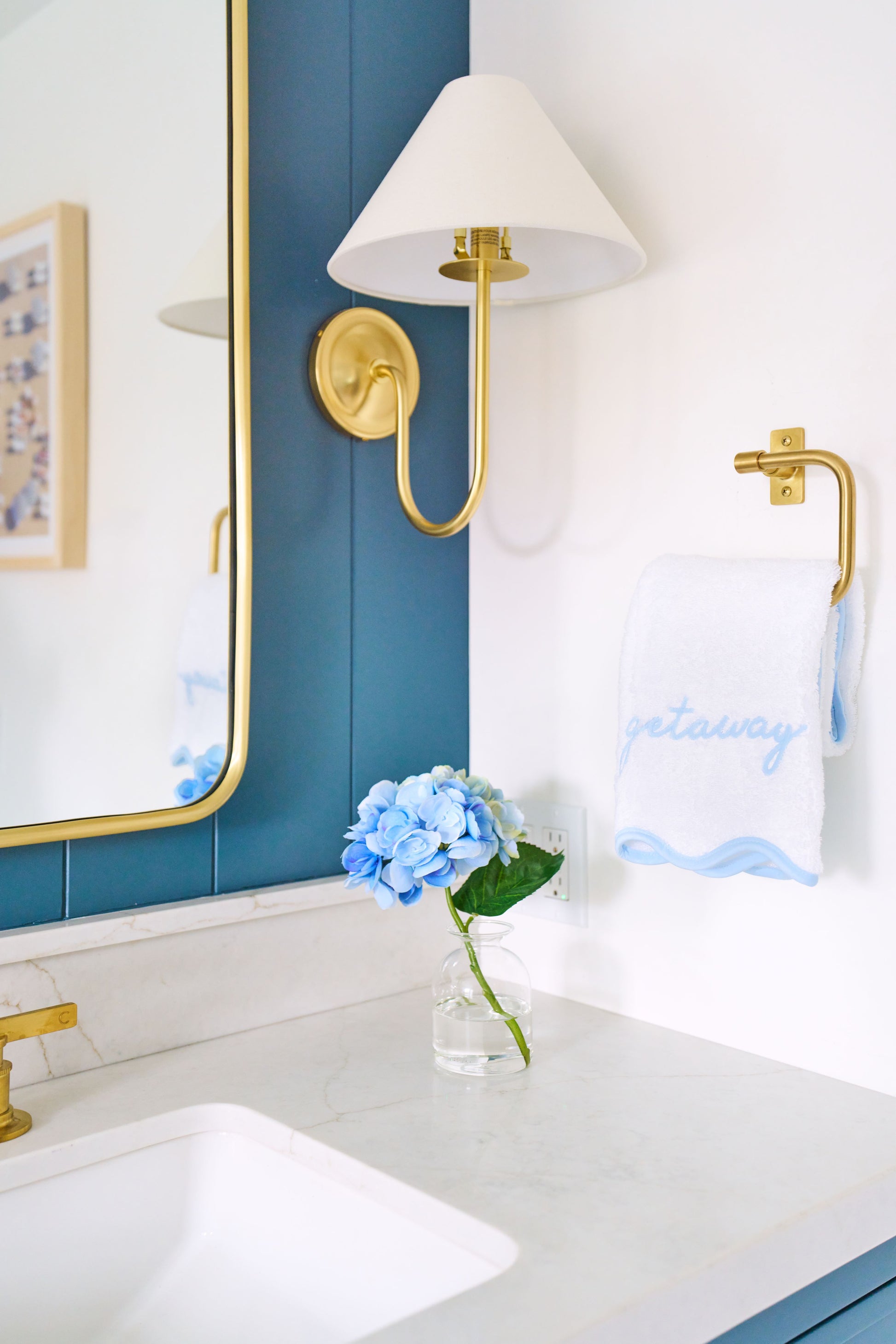 Blue Hydrangea Blossom in Bud Vase- Diane James Home | Faux Floral Couture Handmade In The USA