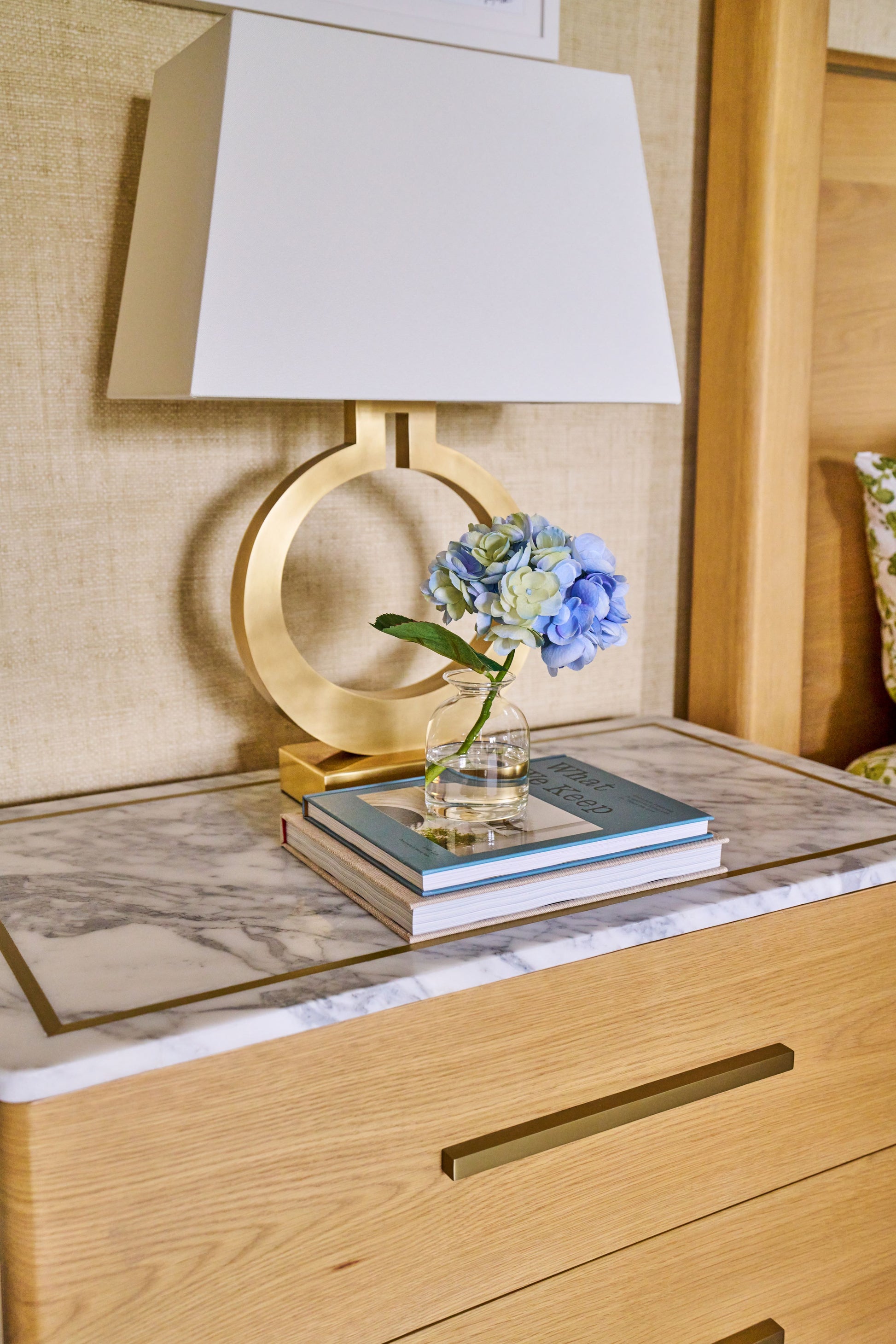Blue Hydrangea Blossom in Bud Vase- Diane James Home | Faux Floral Couture Handmade In The USA