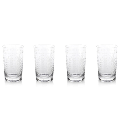 Zodax Spring Leaves Glasses - Set of 4- Diane James Home | Faux Floral Couture Handmade In The USA