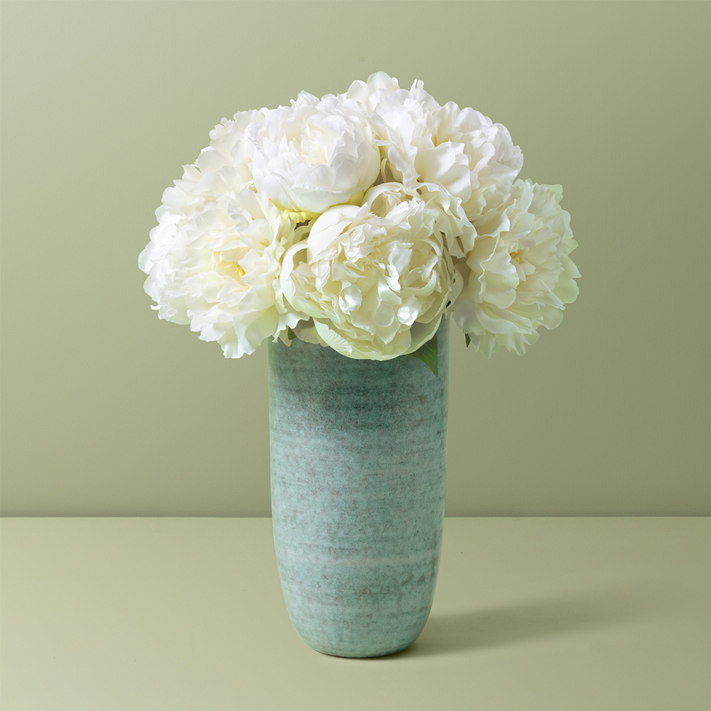 White Peony Bouquet in Calinda Tall Vase- Diane James Home | Faux Floral Couture Handmade In The USA