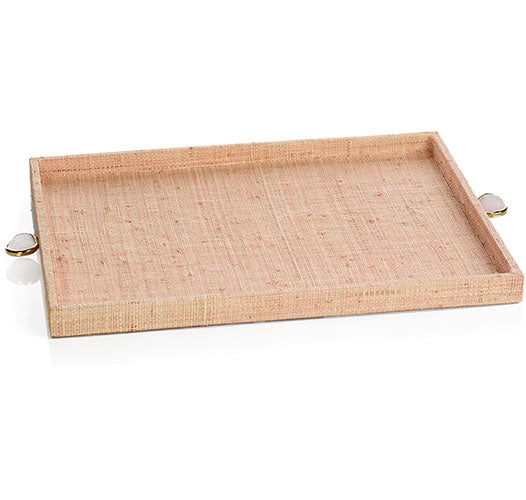 Zodax Large Raffia Palm Tray - Blush- Diane James Home | Faux Floral Couture Handmade In The USA