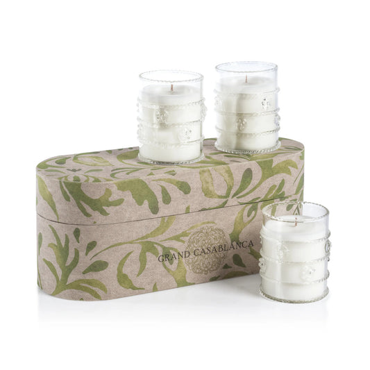 Zodax Grand Casablanca Scented Candle Trio - Water Lotus- Diane James Home | Faux Floral Couture Handmade In The USA