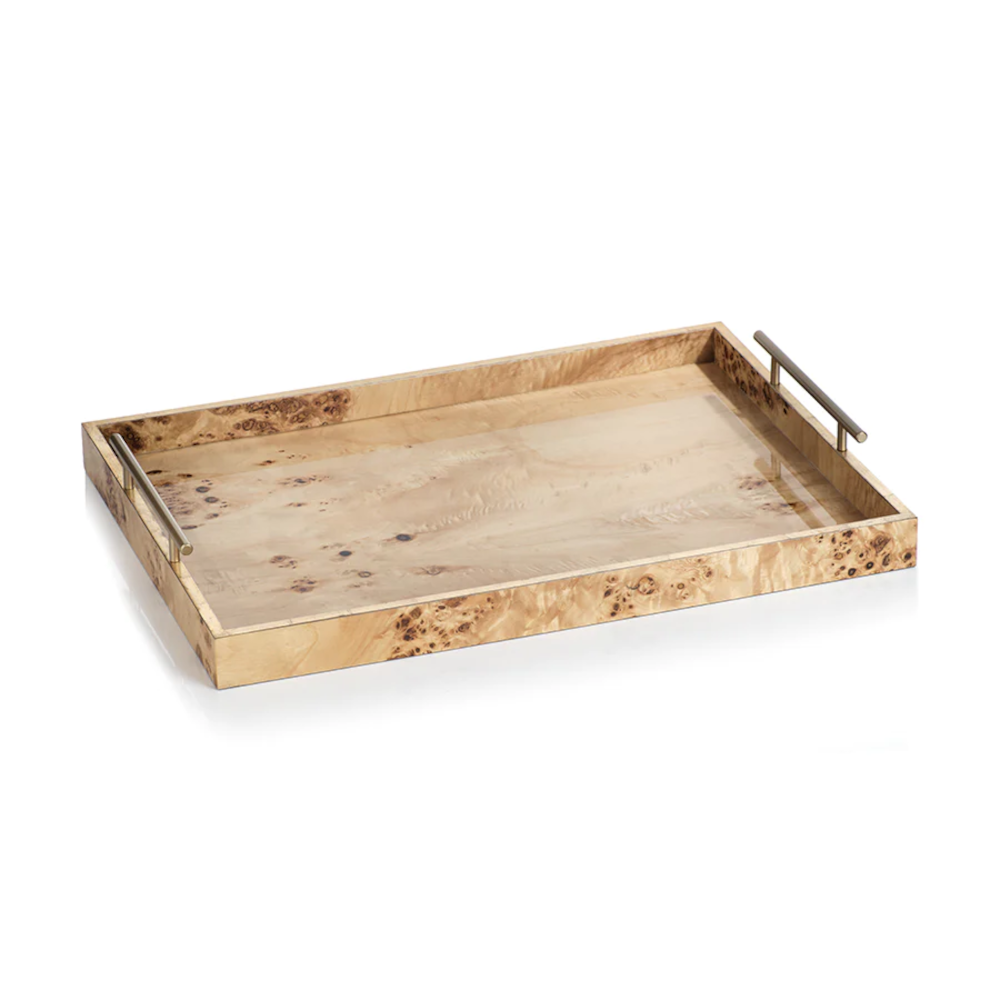 Zodax Leiden Burl Wood Rectangle Tray- Diane James Home | Faux Floral Couture Handmade In The USA
