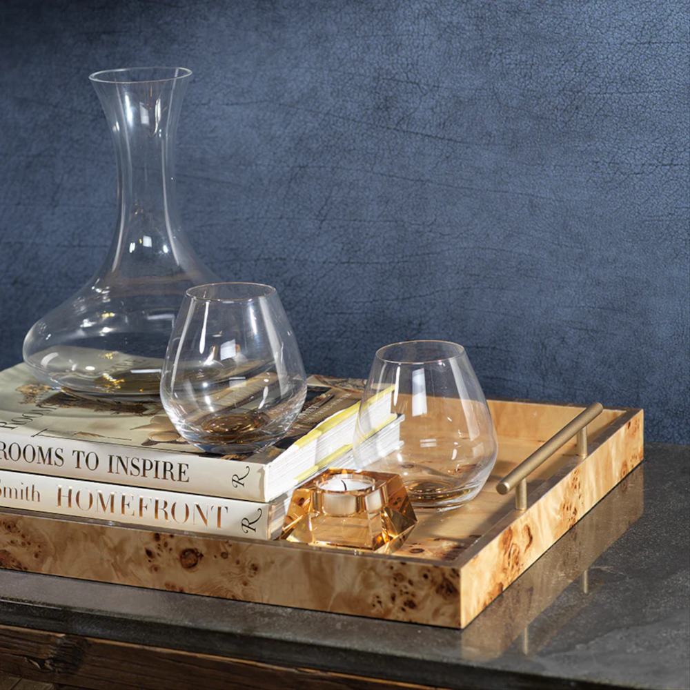 Zodax Leiden Burl Wood Rectangle Tray- Diane James Home | Faux Floral Couture Handmade In The USA