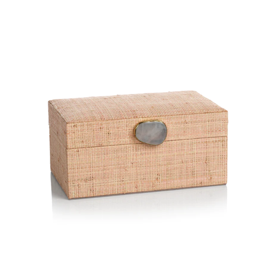 Zodax Small Raffia Palm Box - Blush- Diane James Home | Faux Floral Couture Handmade In The USA