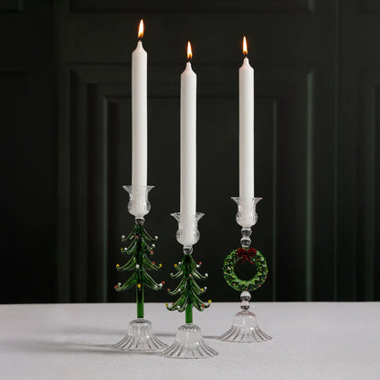 Zodax Holiday Wreath Taper Candle Holder - Set of 4- Diane James Home | Faux Floral Couture Handmade In The USA