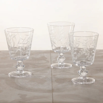 Zodax Etched All-Purpose Goblet -Set of 3 Assorted Designs