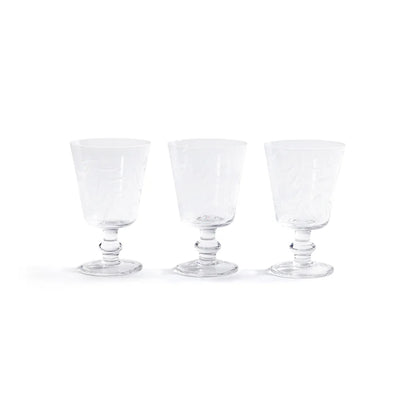 Zodax Etched All-Purpose Goblet -Set of 3 Assorted Designs