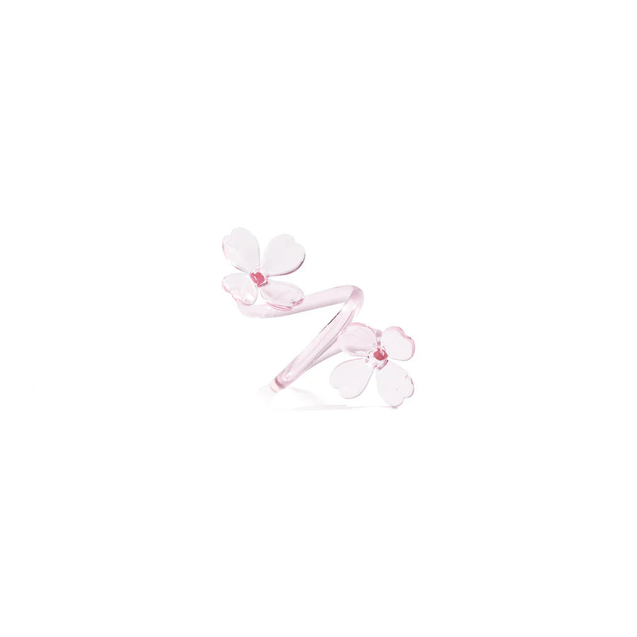 Botanica Glass Flower Napkin Rings, Set of 4 - Pink