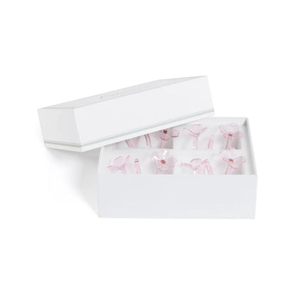 Botanica Glass Flower Napkin Rings, Set of 4 - Pink