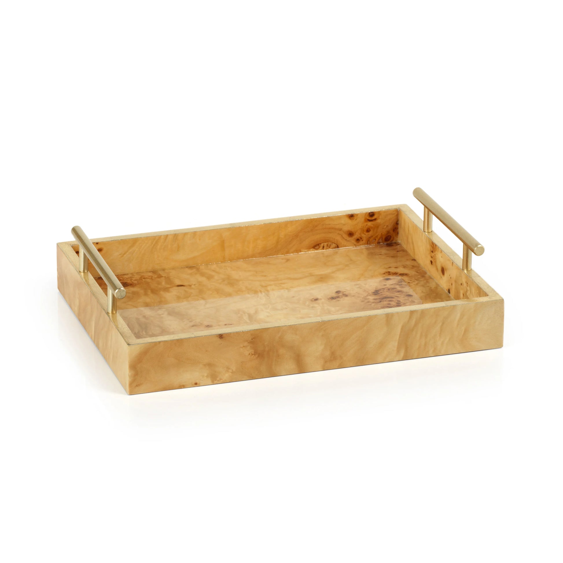 Zodax Leiden Burl Wood All Purpose / Napkin Tray- Diane James Home | Faux Floral Couture Handmade In The USA