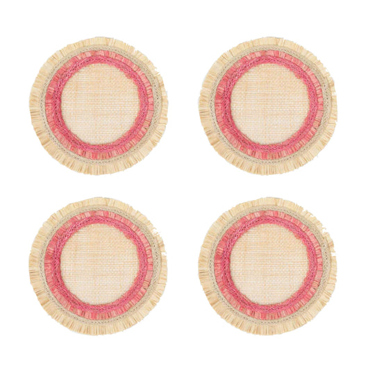 Joanna Buchanan Ruffle Edge Coasters - Pink- Diane James Home | Faux Floral Couture Handmade In The USA