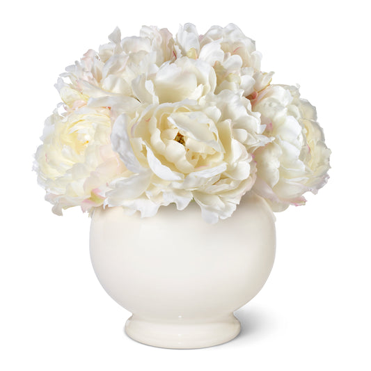 Cream Peonies in Siena Cachepot- Diane James Home | Faux Floral Couture Handmade In The USA