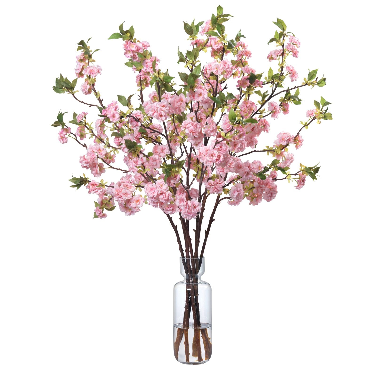 Pink Cherry Blossoms in Glass Vase- Diane James Home | Faux Floral Couture Handmade In The USA